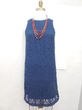 Ann Taylor LOFT Blue Tall Lace Shift Dress Size 6T - Designer-Find Warehouse - 2