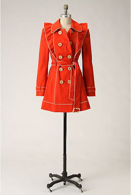 Leifsdottir Cherry Vanilla Trench Double Breasted Waist Tie Trench Coat Size 8 - Designer-Find Warehouse - 1