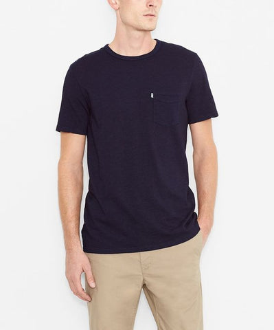 Levi's Mens Navy Sunset Indigo Pocket S/S Shirt Size XL - Designer-Find Warehouse