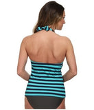 Carve Designs Swimwear Womens Blue Striped Timor Monaco Tankini Top Size Large - Designer-Find Warehouse - 2