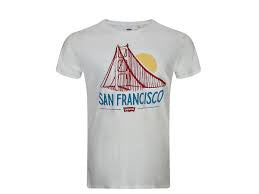 Levi's White San Francisco Bridge White Graphic Tee T-Shirt Size L - Designer-Find Warehouse