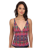 Tommy Bahama Womens Ikat Tie Dye Over The Shoulder V-Neck Cup Tankini Size XL