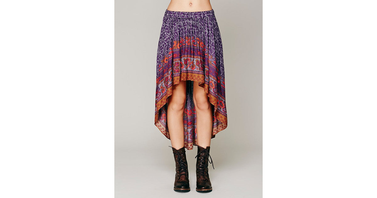 Intimately Free People Purple Border Print High Low Skirt Size Small - Designer-Find Warehouse - 1