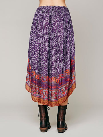 Intimately Free People Purple Border Print High Low Skirt Size Small ...
