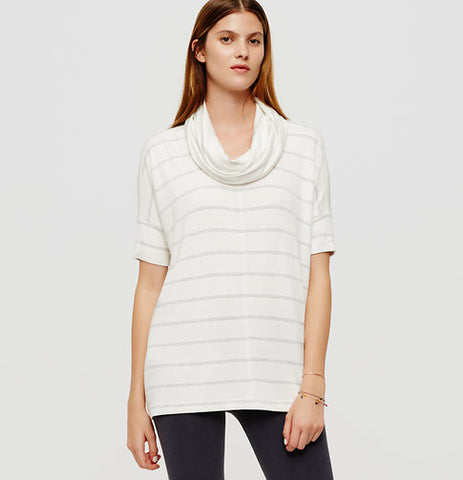 Loft Lou & Grey Striped Signature Soft Pullover Cowl Neck Sweatshirt Size XS - Designer-Find Warehouse
