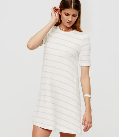 Lou & Grey Ivory Striped Signature Soft Swing Dress Size Small - Designer-Find Warehouse - 1