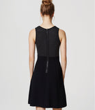 Ann Taylor LOFT Gray Back Zip Mixed Media Flare Dress Size 8 - Designer-Find Warehouse - 3