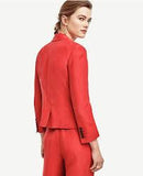 Ann Taylor Orange Linen Single Button Blazer Jacket Size 0 Petite