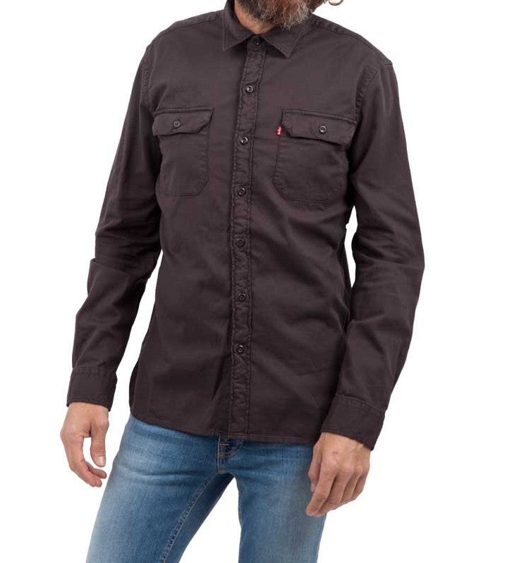 Levi's Mens Gray Dark Phantom Overdye Button Front Long Sleeve Size Medium - Designer-Find Warehouse - 1