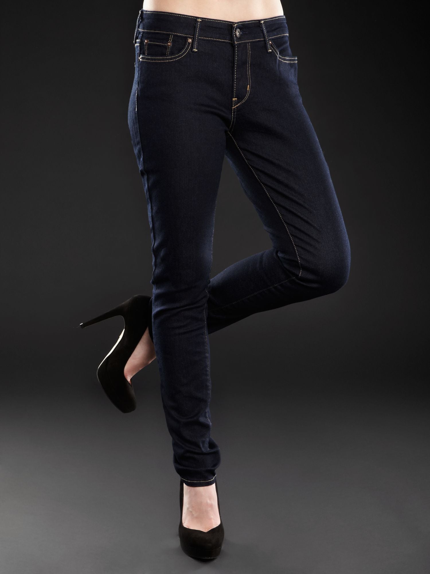 Levi's Blue Mid Rise Slight Curve Id Skinny Leg Jeans Size 00 24 X 32 - Designer-Find Warehouse - 2