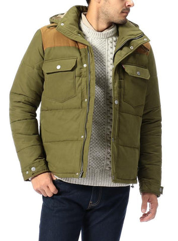 Levi's Mens Olive Green Stitch Hooded Thick Jacket Coat Size Medium - Designer-Find Warehouse - 1