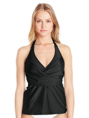Athena Black Finesse Halter Wrap Tankini Top Swimwear Size 12 - Designer-Find Warehouse - 1