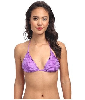 Seafolly Shimmer Shirred Solid Tri Bikini Top African Violet Size 10 - Designer-Find Warehouse - 1