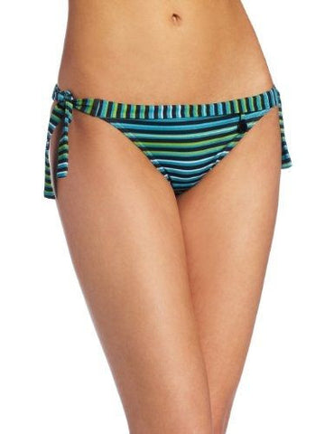 Calvin Klein Womens Green CK One Tubular Stripe Tie Side Classic Bikini Bottoms Size XL - Designer-Find Warehouse